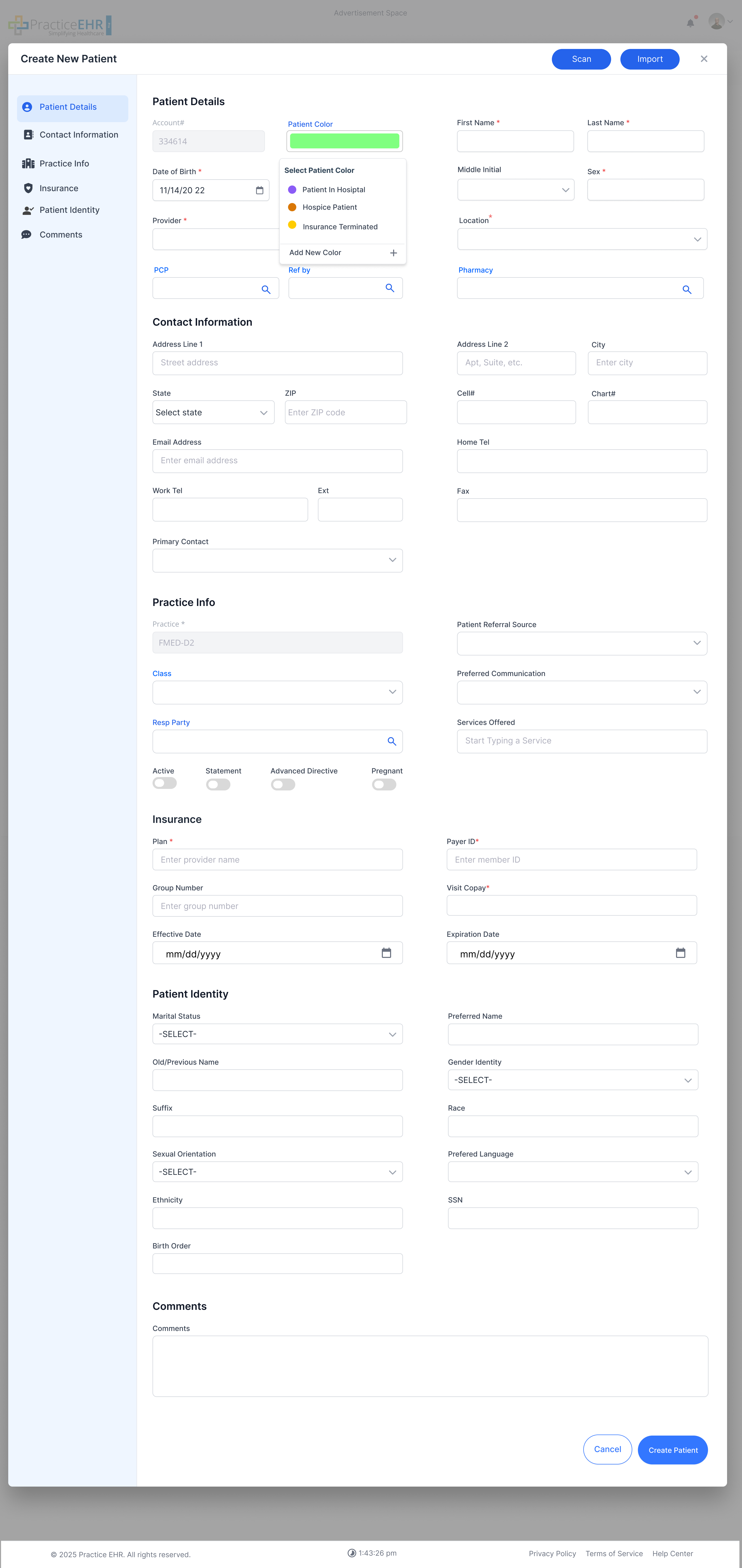 Patient Color Hyperlink View